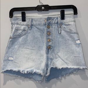 super high rise wedge jean shorts!